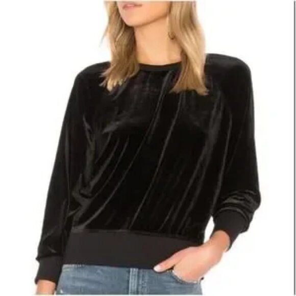 NWT Womens Rag & Bone Black Velvet Classic Pullover Top L * - Picture 1 of 10